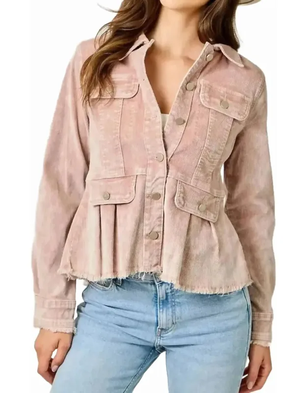 Washed Corduroy Peplum Jacket