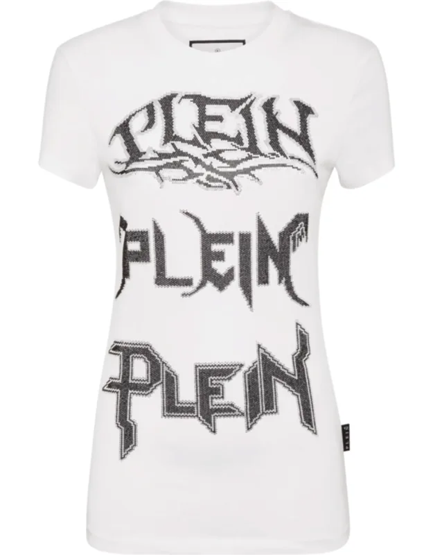 T-shirt Round Neck Sexy Pure Fit With Logo-embellished