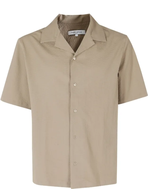 Seersucker Camp Collar Cotton Resort Shirt