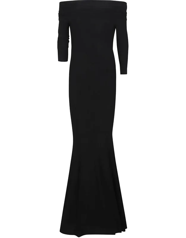 3/4 Sleeve Cowl Neck Evening Dress