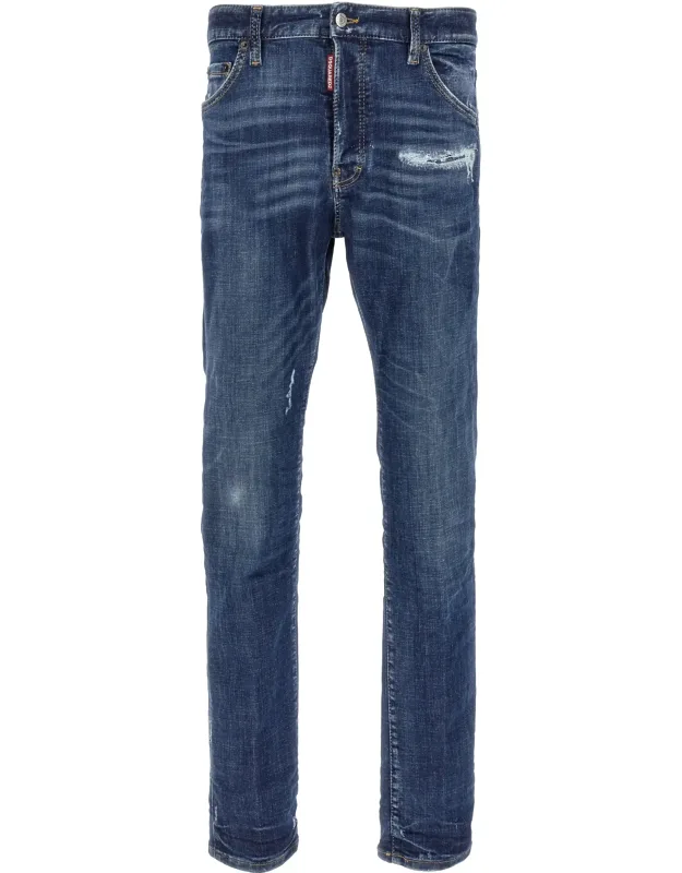Dsquared² Cotton Slim Fit Jeans With Stretch Denim And Used-effect Details