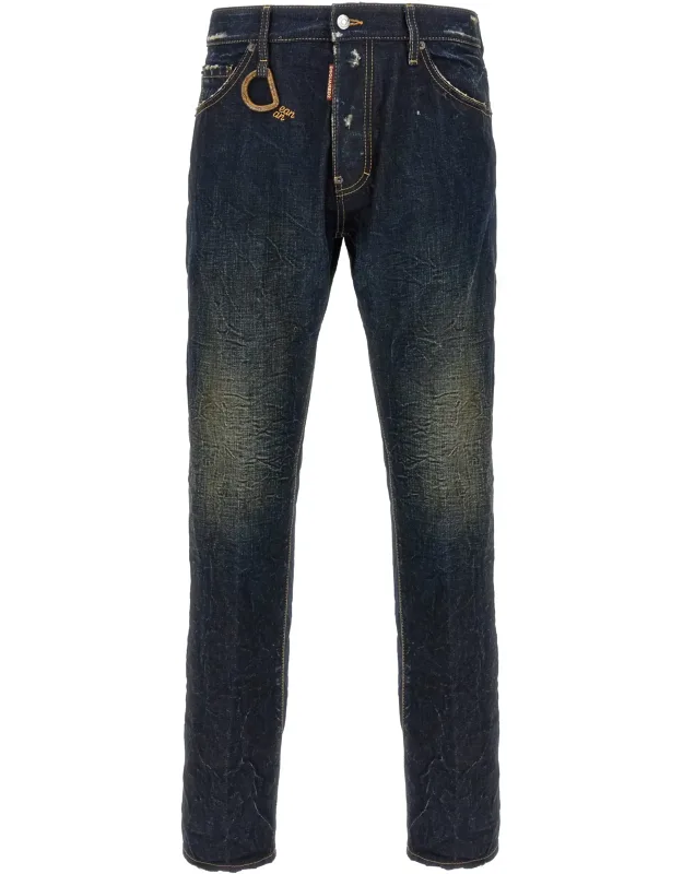 Dsquared² Cotton Slim Fit Jeans With Used-effect Finish And Distinctive Leather Logo Tag
