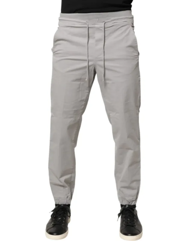 Cotton Mid Waist Skinny Jogger Trousers
