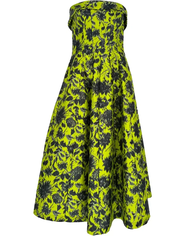 Floral-print Strapless Midi Dress
