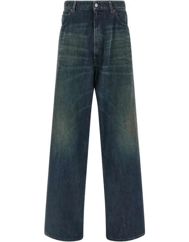 Mm6 Maison Margiela Stone-washed Wide Leg Jeans