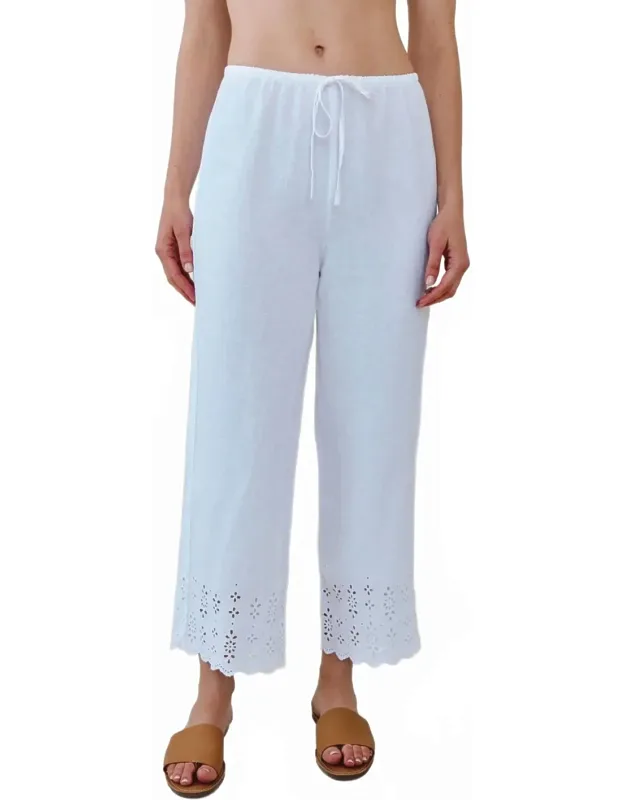 Beach Crop With Embroidered Hem Pants