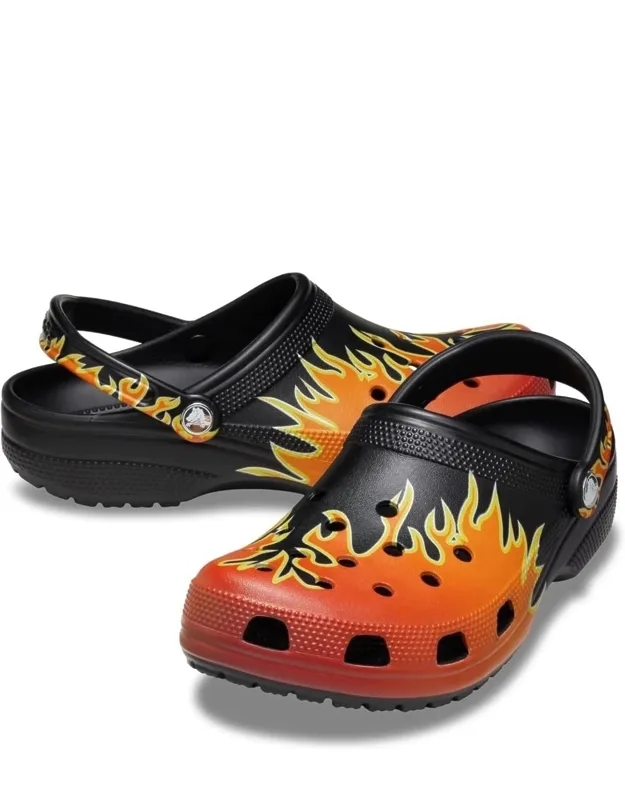 Classic Clogs With Flames Slip-on Casual Shoes