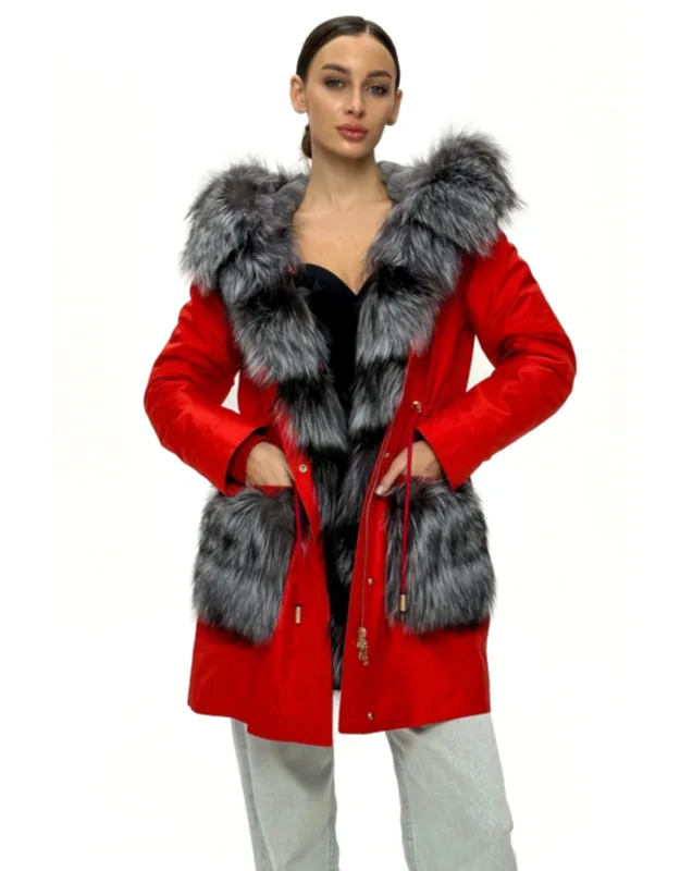 Roma Genuine Silver Fox Fur Rabbit Fur Insulated Parka