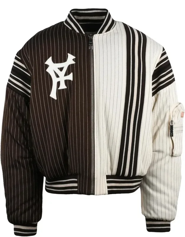 Asymmetrical Contrast Lining Bomber Coat