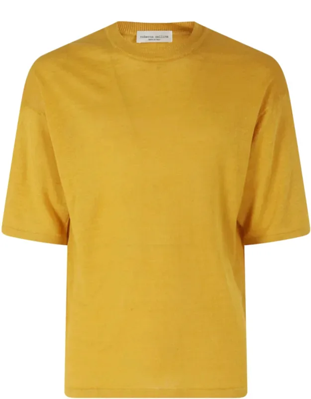 Crew-neck Loose Short Sleeve Linen Knit T-shirt