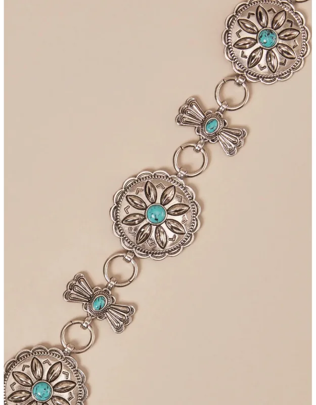 Metal Turquoise Chain Belt