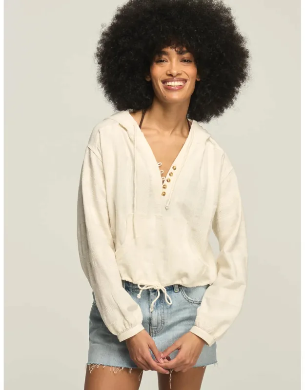 Cinched Waist Novelty Henley Hoodie