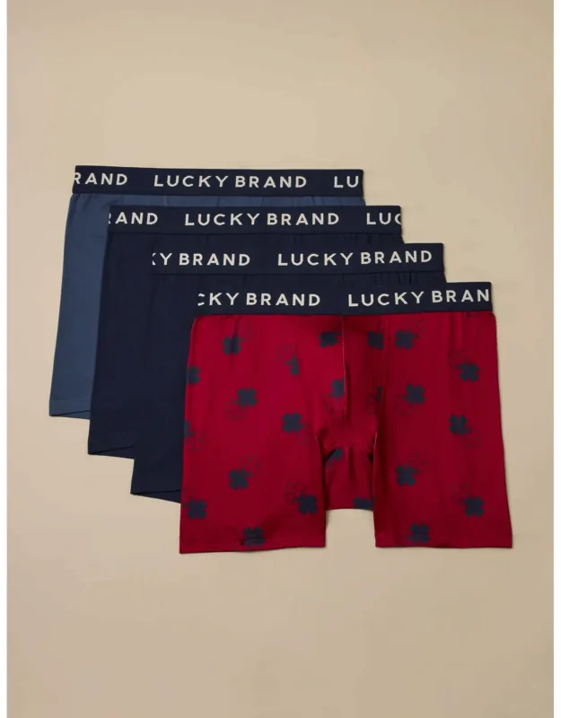 Lucky Brand 4 Pack Essential Soft Boxer Briefs With Elastic Waist For Maximum Comfort