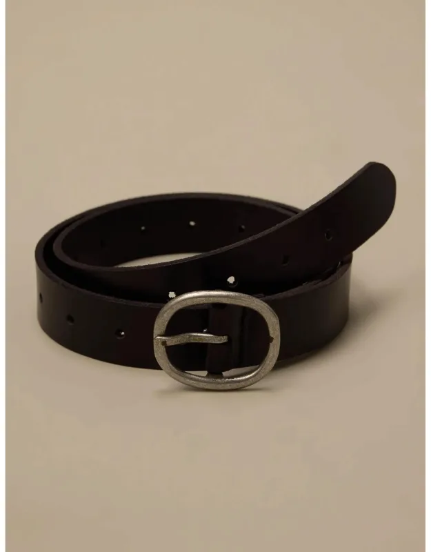 Pull Through Leather Belt With Gold-tone Buckle