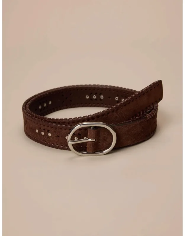 Suede Laced And Studded Leather Belt