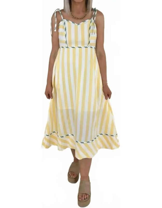 Striped Binding Midi Dress