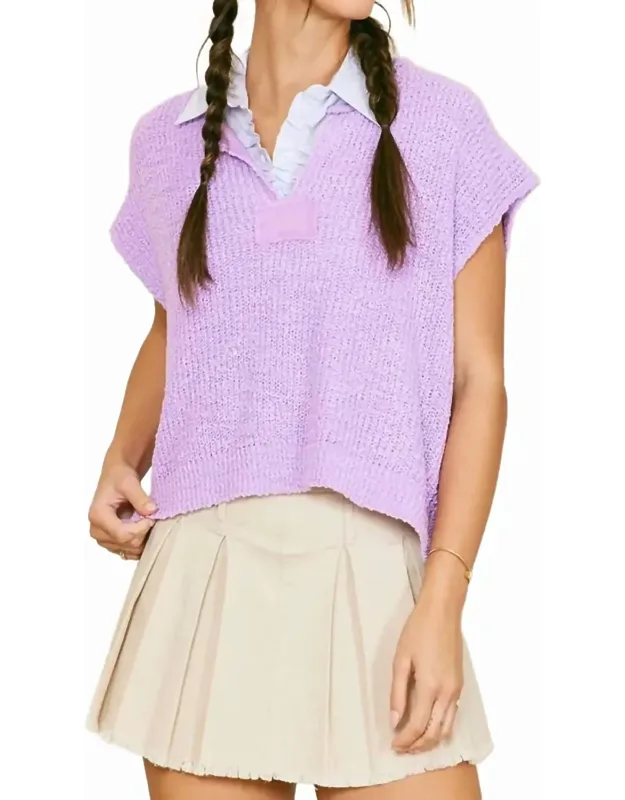 Short Sleeve Patch Sweater