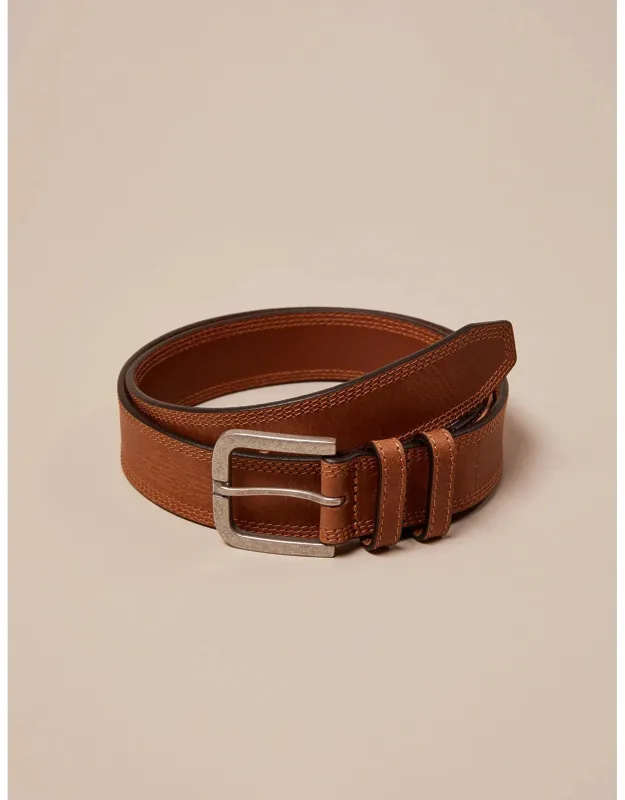 Lucky Brand Triple Needle Stitch Leather 1.5"" Wide