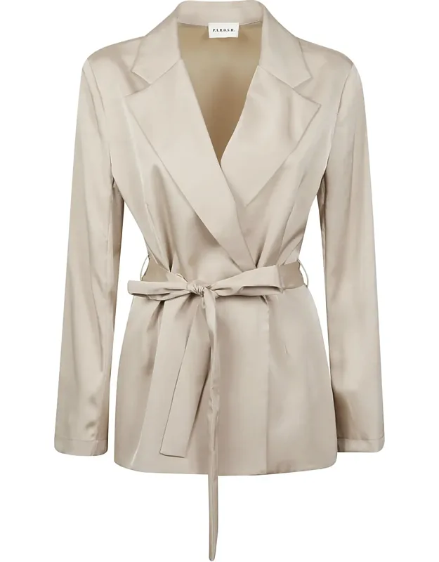 Satin Finish Belted Blazer