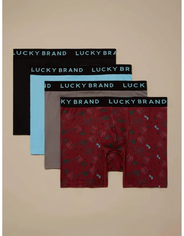4 Pack Essential Soft Boxer Briefs - Ultra Soft Stretch Fabric, Logo-accented Elastic Waistband
