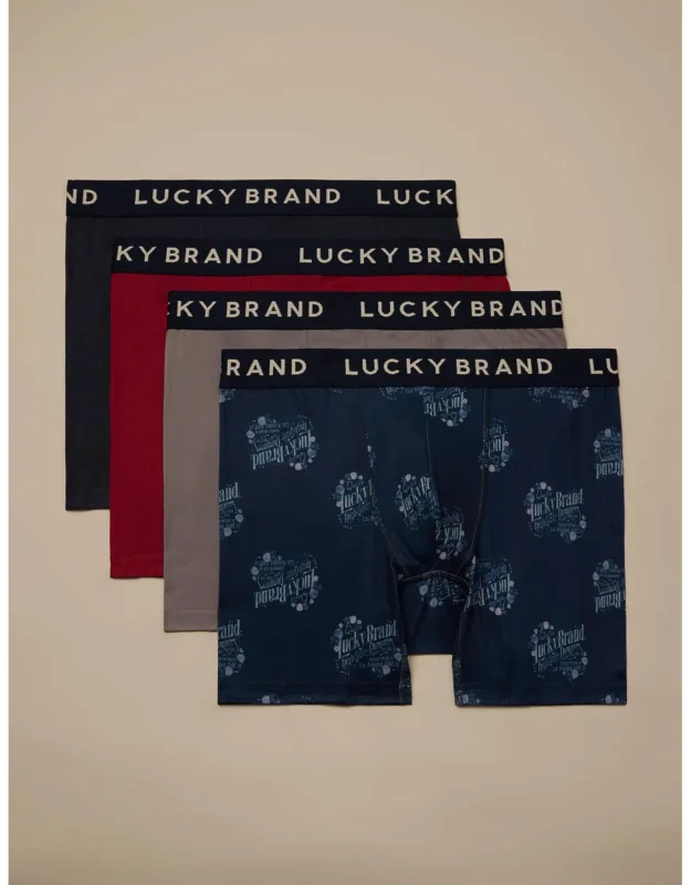 4 Pack Essential Soft Boxer Briefs - Ultra Soft Stretch Fabric, Logo-accented Elastic Waistband