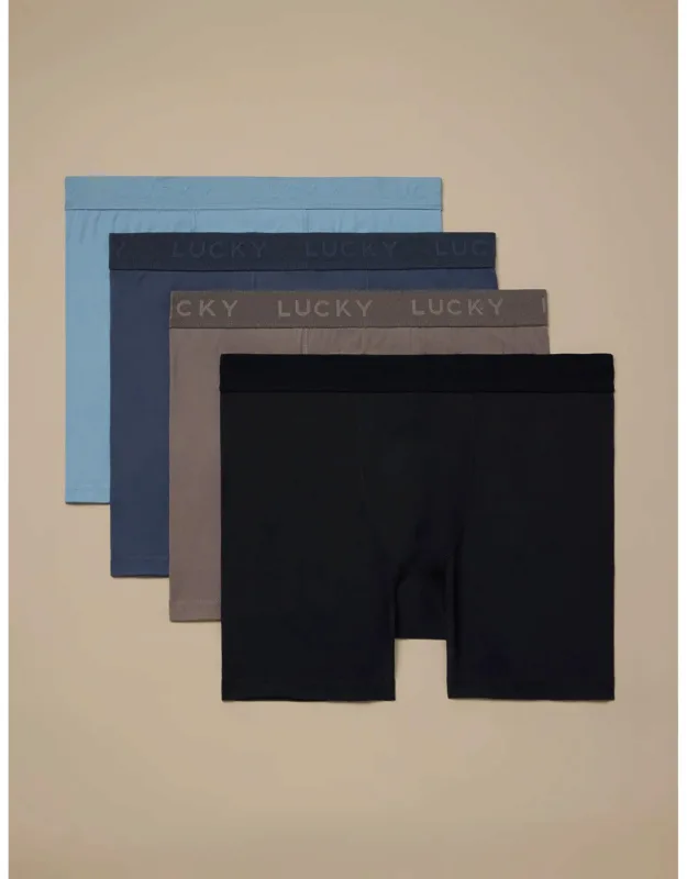 Lucky Brand 4 Pack Essential Soft Boxer Briefs With Ultra Soft Stretch Fabric And Logo-accented Elastic Waistband