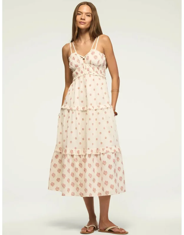 Strappy Print Mix Maxi Dress
