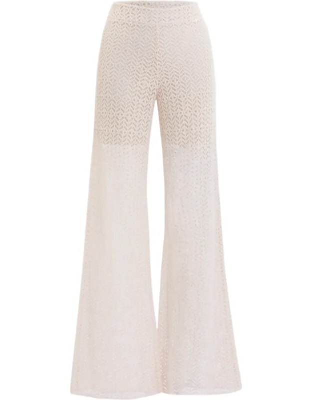 Knitted High-waist Flared-leg Pants