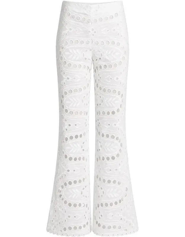 Stern Eyelet Flared Cotton-blend Pants