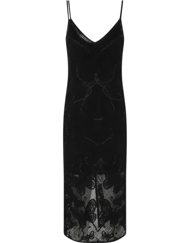 Butterfly V-neck Macrame Work Cotton Day Dress