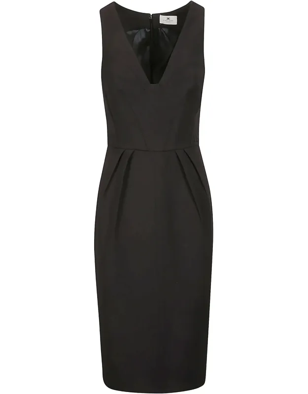Structured Pleated Midi Dress