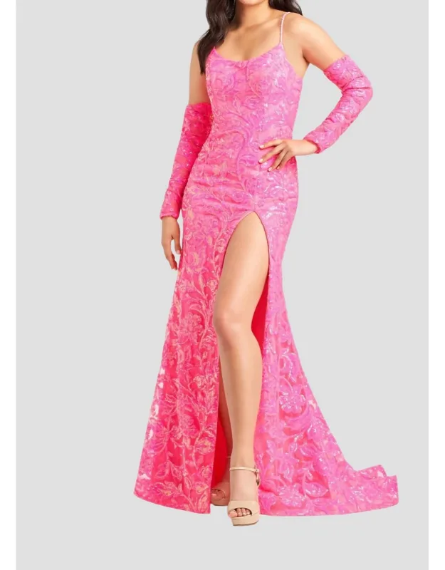 Novelty Sequin Lace Long Dress