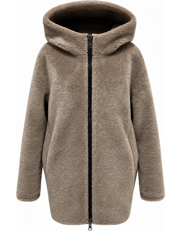 Reversible Faux Shearling Hooded Coat