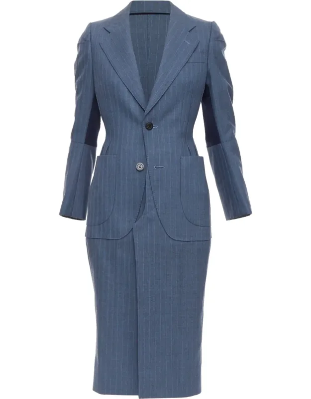 Pinstriped Trompe L'oeil Seam Coat