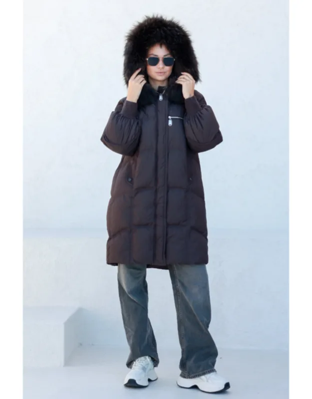 Genuine Fur Trim Down Fill Coat
