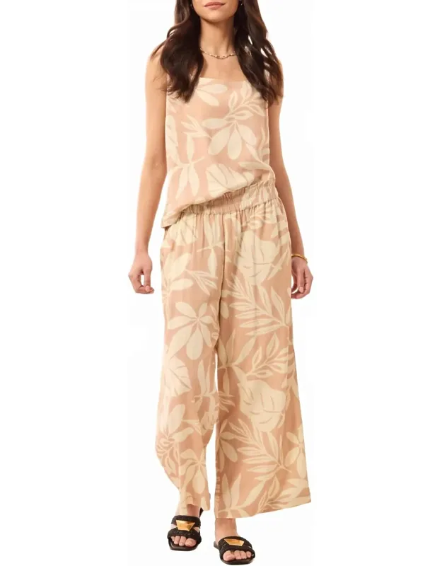 Pull On Crop Pants With Waistband Ruffle