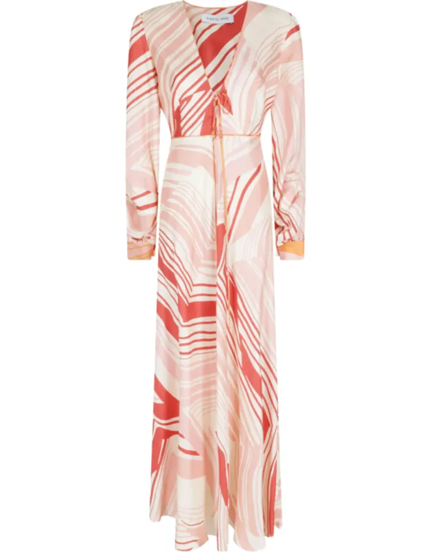 Draped Silk Printed Maxi Dress