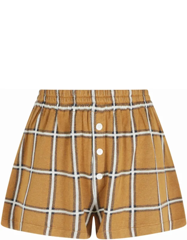 Picnic Plaid Check Elastic-waistband Silk-blend Shorts