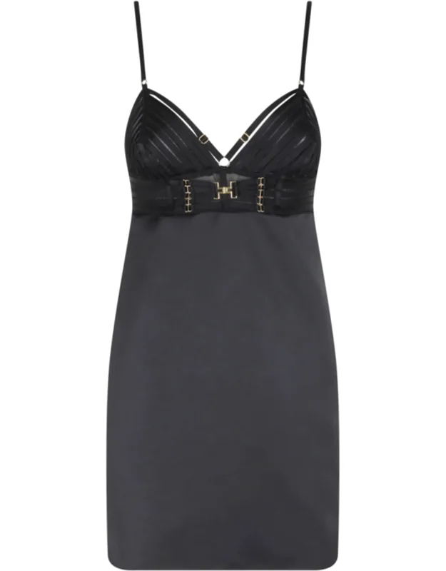 Metal Logo Sweetheart Mini Dress