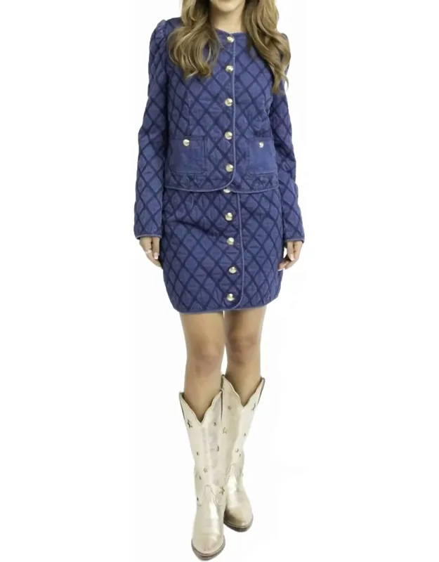 Denim Stitch Novelty Skirt With Intricate Stitch Detailing And Statement Buttons