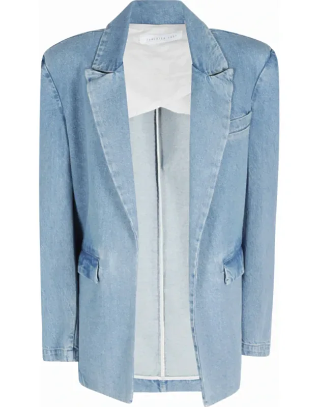 Denim Open Flap-pocket Cotton Blazer