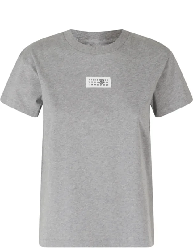 Logo Patch Round Neck Short Sleeve Cotton T-shirt