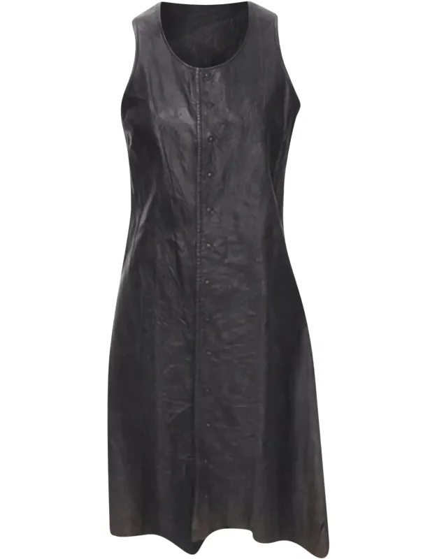 Cowhide Leather Distressed Raw Cut Dress
