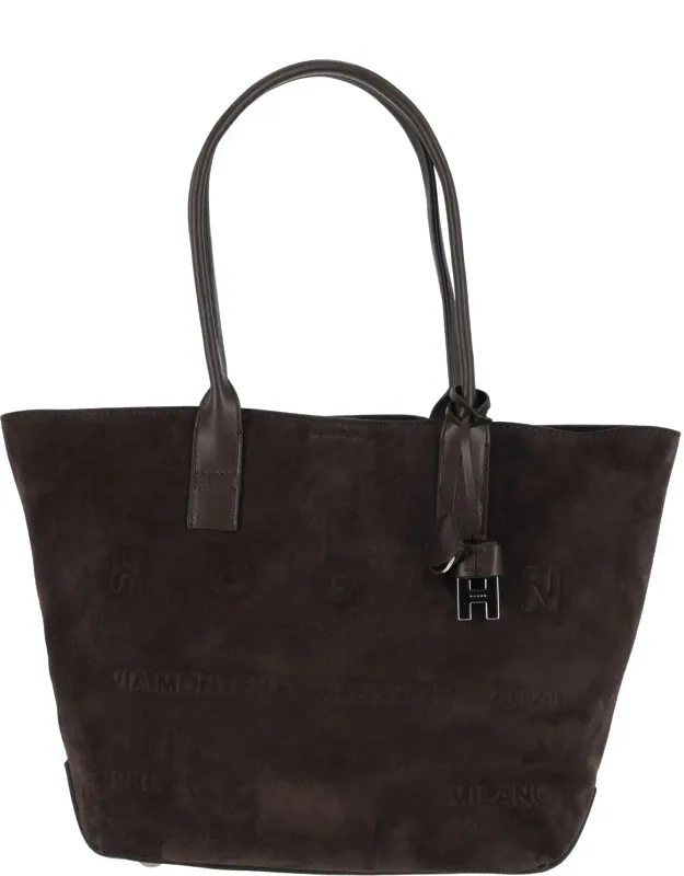 Calfskin Suede Medium Address Embossed Tote Bag