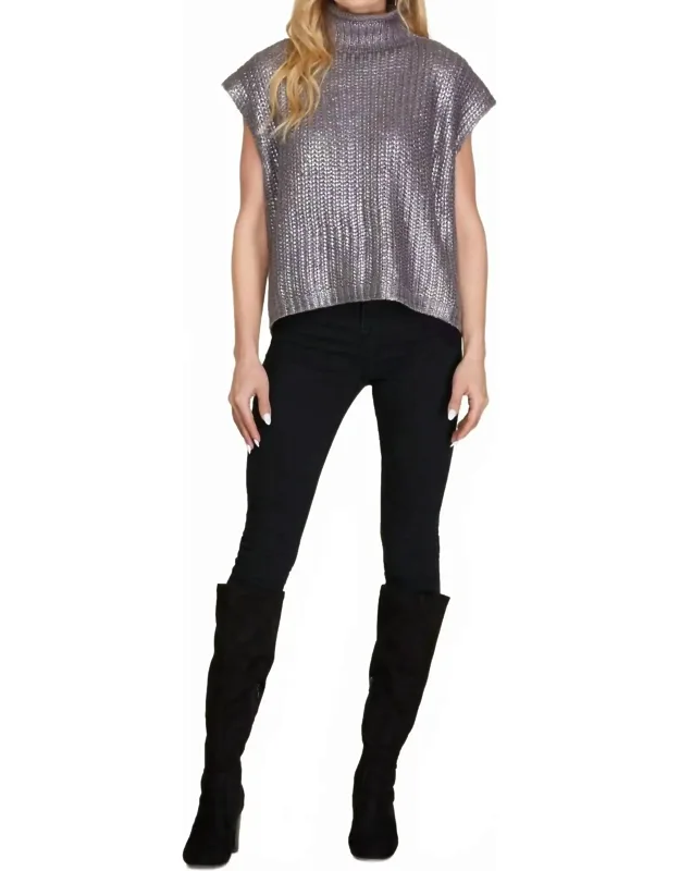 Metallic Ribbed Sweater Tank Top