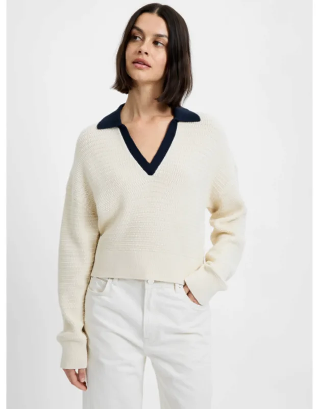 Mozart Contrast Texture Knit Pullover Sweater