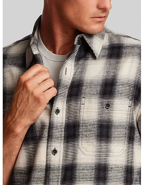 Regular Fit Waffle-texture Flannel Button Up Shirt