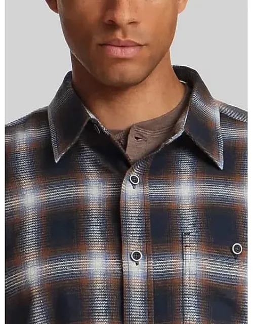 Regular Fit Waffle-texture Flannel Button Up Shirt
