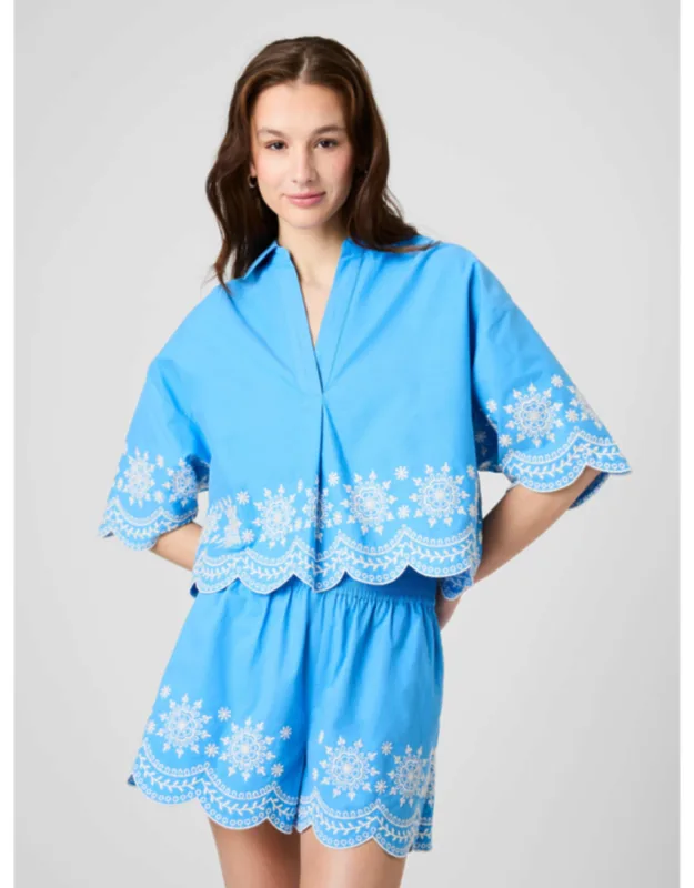 Embroidered Popover Top