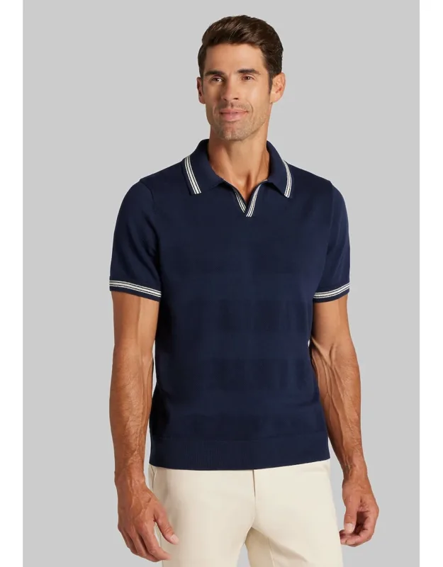 Tailored Fit Johnny Collar Short Sleeve Polo Sweater